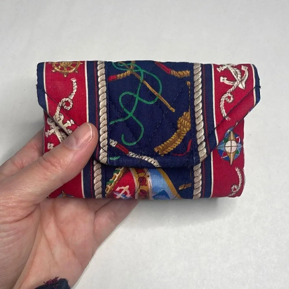 RARE 90s Vera Bradley Spring 1994 Regatta Print Quilted Coin Purse